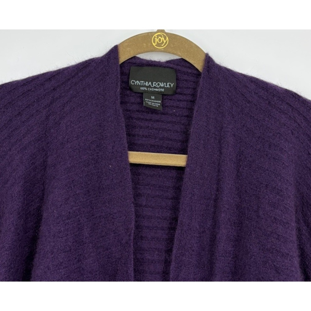 Cynthia Rowley 100% Cashmere Purple Open Front Cardigan Size Medium - Picture 2 of 10